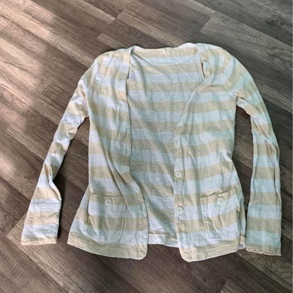 J. Crew‎ size small cream and white striped button front cardigan sweater